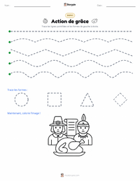 Aperçu de la feuille de travail imprimable Thanksgiving (fête)