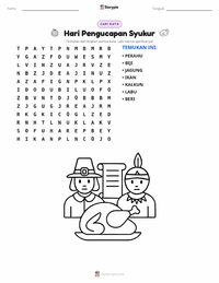 Prabaca lembar kerja cetak Thanksgiving (hari libur)