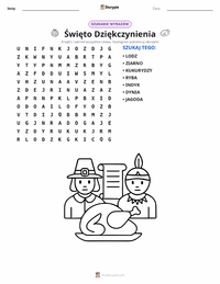 Podgląd drukowalnego arkusza ćwiczeń Święto Dziękczynienia (święto)