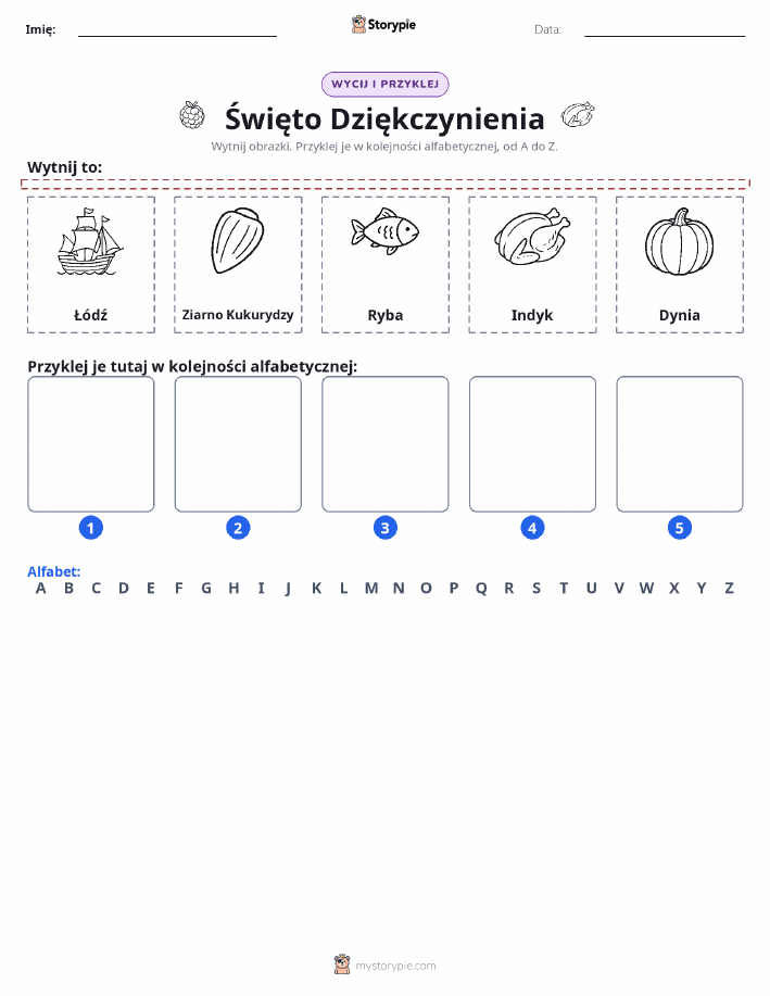 Wytnij i Wklej Alfabet