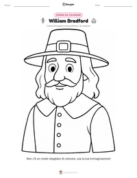 Pagina da colorare di William Bradford per bambini