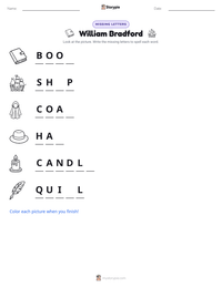 William Bradford printable worksheet preview
