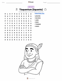 Prabaca lembar kerja cetak Squanto (Tisquantum)