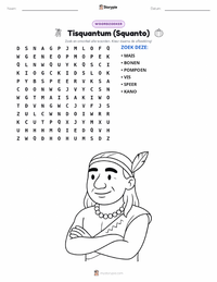 Squanto (Tisquantum) afdrukbare werkblad voorbeeld