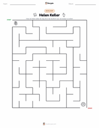 Helen Keller afdrukbare werkblad voorbeeld