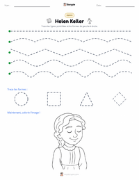 Aperçu de la feuille de travail imprimable Helen Keller