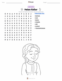 Prabaca lembar kerja cetak Helen Keller