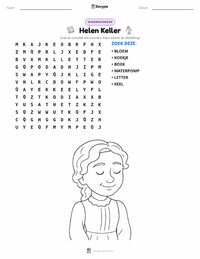 Helen Keller afdrukbare werkblad voorbeeld