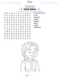 Prévia da folha de atividades imprimível Helen Keller