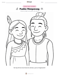 Vista previa de la hoja de trabajo imprimible de Pueblo Wampanoag