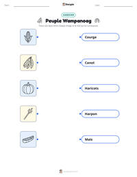 Aperçu de la feuille de travail imprimable Peuple Wampanoag