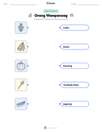 Prabaca lembar kerja cetak Orang Wampanoag