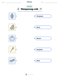 Wampanoag-volk afdrukbare werkblad voorbeeld
