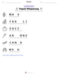Anteprima della scheda stampabile di Popolo Wampanoag
