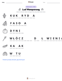 Podgląd drukowalnego arkusza ćwiczeń Lud Wampanoag