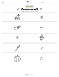 Wampanoag-volk afdrukbare werkblad voorbeeld