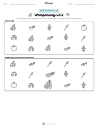 Wampanoag-volk afdrukbare werkblad voorbeeld