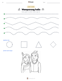 Wampanoag halkı yazdırılabilir çalışma sayfası önizlemesi