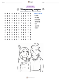 Wampanoag people printable worksheet preview