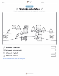 Vierter Juli (Unabhängigkeitstag) druckbare Arbeitsblatt Vorschau