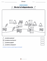 Vista previa de la hoja de trabajo imprimible de Cuatro de Julio (Día de la Independencia)