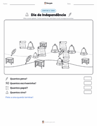 Prévia da folha de atividades imprimível Quatro de Julho (Dia da Independência)