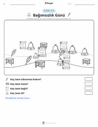 4 Temmuz (Bağımsızlık Günü) yazdırılabilir çalışma sayfası önizlemesi