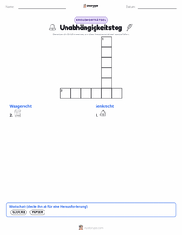 Vierter Juli (Unabhängigkeitstag) druckbare Arbeitsblatt Vorschau