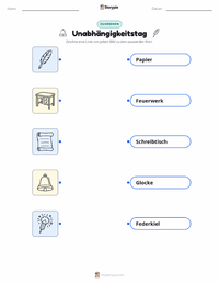 Vierter Juli (Unabhängigkeitstag) druckbare Arbeitsblatt für Kinder