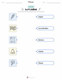 Feuille de travail imprimable Quatre Juillet (Jour de l'Indépendance) pour les enfants