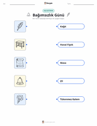 4 Temmuz (Bağımsızlık Günü) çocuklar için yazdırılabilir çalışma sayfası