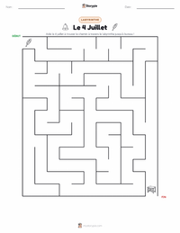 Aperçu de la feuille de travail imprimable Quatre Juillet (Jour de l'Indépendance)