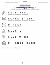 Vierter Juli (Unabhängigkeitstag) druckbare Arbeitsblatt Vorschau