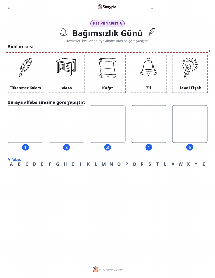 Kes & Yapıştır Alfabe