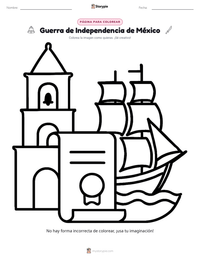 Página para colorear de Guerra de Independencia de México para niños
