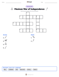Mexican War of Independence printable worksheet preview