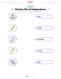 Mexican War of Independence printable worksheet for kids