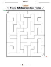 Vista previa de la hoja de trabajo imprimible de Guerra de Independencia de México
