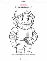 Hernán Cortés coloring page for kids