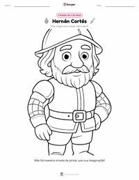 Página de colorir Hernán Cortés para crianças
