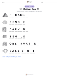 Chichen Itza printable worksheet preview