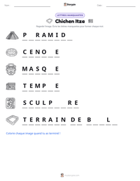 Aperçu de la feuille de travail imprimable Chichen Itza
