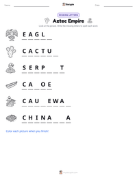 Aztec Empire printable worksheet preview