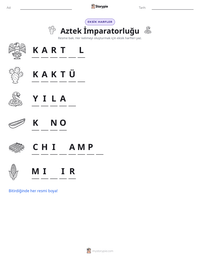 Aztek İmparatorluğu yazdırılabilir çalışma sayfası önizlemesi