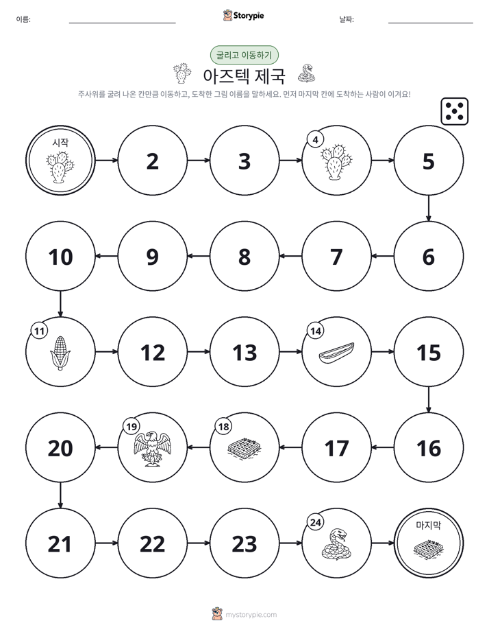 주사위 굴리고 이동하기 게임