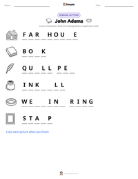 John Adams printable worksheet preview