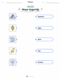 Maya Uygarlığı yazdırılabilir çalışma sayfası önizlemesi
