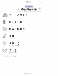 Maya Uygarlığı yazdırılabilir çalışma sayfası önizlemesi