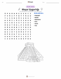 Maya Uygarlığı yazdırılabilir çalışma sayfası önizlemesi