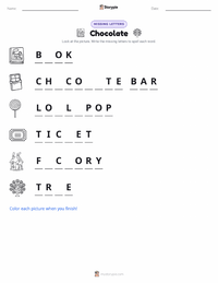 Chocolate printable worksheet preview